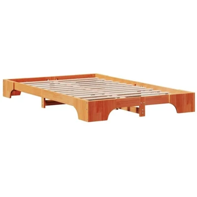 Image of vidaXL Bed Frame Wax Brown Solid Pine Wood 140 x 190 cm Durable