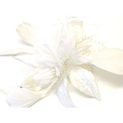 Image of La Peach Fashions Gorgeous Hair Flower Wedding Fascinator On Clear Comb Lovely Colours Size 12 cm (Ivory)