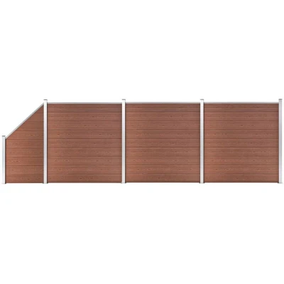 Image of vidaXL WPC Fence Set 3 Square + 1 Slanted 619x186 cm Brown