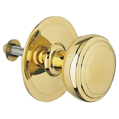 Image of Amig Model 12 Gold Round Solid Brass with PVD Finish for Exterior Doors Handle Diameter 70mm Height 68.5mm Easy Assembly Includes Fixing Nut