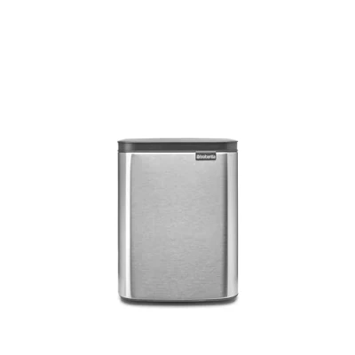 Image of Brabantia Bo Waste Bin 7L Small &amp; Stylish Rubbish Easy Open and Soft Closing Lid Hygienic Space Efficient Wall Mountable for Bathroom, Toilet, Home Office Matt Steel FPP