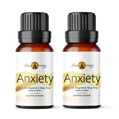 Image of Aroma Energy Anxiety Essential Oil Blend 20ml (2 x 10ml Bottles) Contains Lavender, Bergamot &amp; Ylang 100% Pure Natural