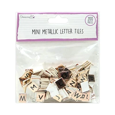 Image of Dovecraft Essentials Mini Metallic Letter Tiles Rose Gold, Multi, one Size
