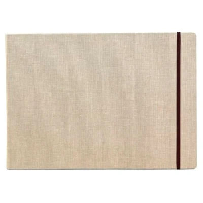 Image of Clairefontaine Ref 96107C Goldline Landscape Travel Album (Pack of 30 Pages) A4 (210 x 297mm) in Size, 180gsm Paper, Elastic Strap Closure Suitable for Wet &amp; Dry Techniques