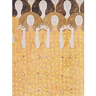 Image of Artery8 Klimt Beethoven Frieze Detail Mural Painting Unframed Wall Art Print Poster Home Decor Premium