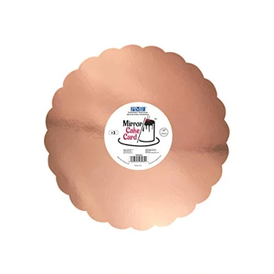 Image of PME Mirror Cake Card Scallop Metallic Rose Gold Pack of 3