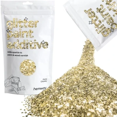 Image of Glitter Paint for Walls Champagne Gold Additive Emulsion Latex Acrylic Sparkles Extra Chunky Interior Painting 100g / 3.5oz