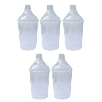 Image of Lizzyoftheflowers 5 Pack Clear Wide Spout Feeding Beakers with Graduated Measurements and Controllable Flow Lid Autoclavable, Microwave Safe Spill Proof