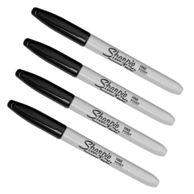 Image of Sharpie Permanent Marker Fine Point Black Ink 4 Count