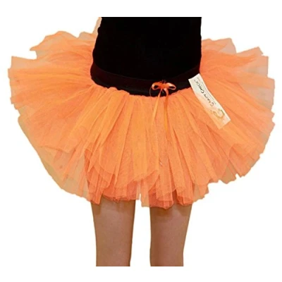 Image of Girls 1980s 3 Layer NEON Tutu Skirts Ballet Dance WEAR Hen Party Fancy Dress Skirt Age 5 10 Years (Crazy Chick Layers Orange Skirt)