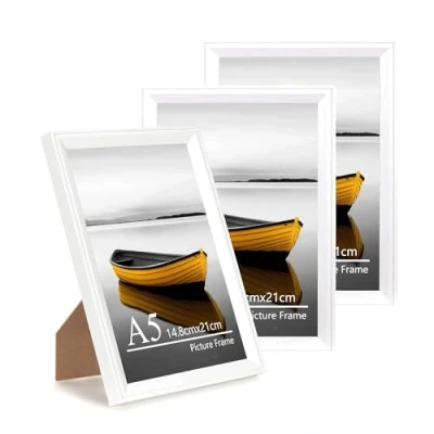 Image of Baoee A5 white Two Tone Picture Frame,Set of 3,photo frame with acrylic glass, Frame,Poster Frame, certificate frame,Wall Mountable