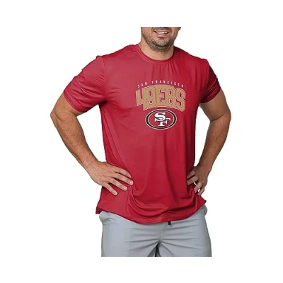 Image of FOCO NFL Men&#039;s Officially Licensed Arch Logo Short Sleeve Performance Team T Shirt, San Francisco 49ers Red, S