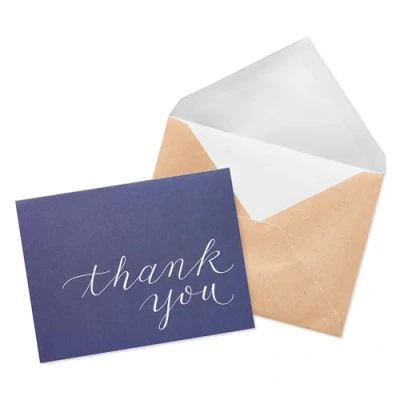 Image of UK Greetings Multipack of 50 Thank You Cards for Him/Her/Friend Navy Design Perfect Weddings, Baby Showers &amp; Teacher Appreciation