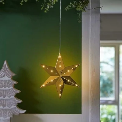Image of three kings Xmas Decoration Battery LED Lights Gold Shooting Star Bauble Outdoor Timer