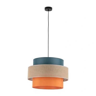 Image of Trio Cylindrical Pendant Ceiling Light Blue, Orange 1xE27