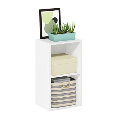 Image of Furinno Pasir 2 Tier Open Shelf Bookcase, White