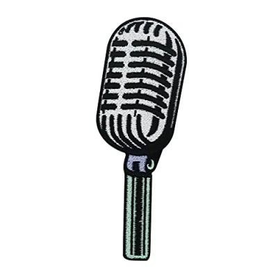 Image of Retro Music Microphone Iron on Patch Skirt ironable Patch, Embroidery Vintage Badges Finally Home