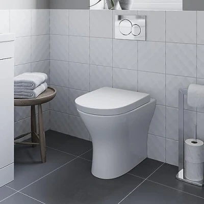 Image of Rimless BTW Back to Wall Toilet Soft Close Seat Modern Bathroom White Gloss