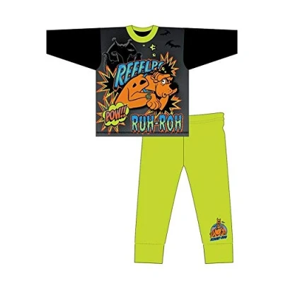 Image of World of Fables Boys Scooby Doo Pyjamas Cosy Children&#039; Green Bottoms 7 8 Years / 122 128 cms
