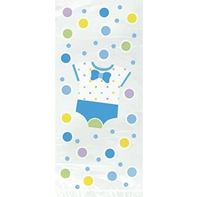Image of Unique Party 61863 Cellophane Blue Polka Dot Baby Shower Bags, Pack of 20