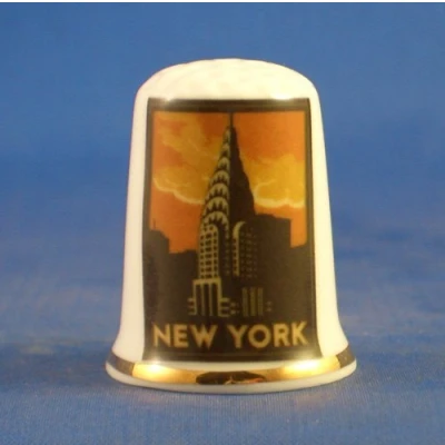 Image of Birchcroft Porcelain China Collectable Thimble Travel Poster Series New York