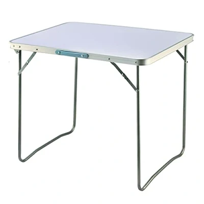 Image of Folding Table 2.6FT Aluminum Rectangle Camping Buffet Wedding Market Garden Party Picnic Trestle Indoor Outdoor Work Top Foldaway Carry Handle