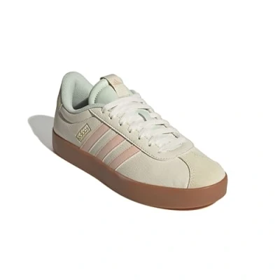 Image of adidas Women&#039;s VL Court 3.0 Shoes, Wonder White/Powder Coral/Linen Green, 5 UK