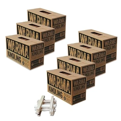Image of Warma Premium Kindling Sticks Kiln Dried Wood Box Recycled Packaging Sustainably Sourced For BBQs Barbeque Open Fire Pits Stove Pizza Ovens Burners Fireplaces Chimeneas 7 x Large Boxes