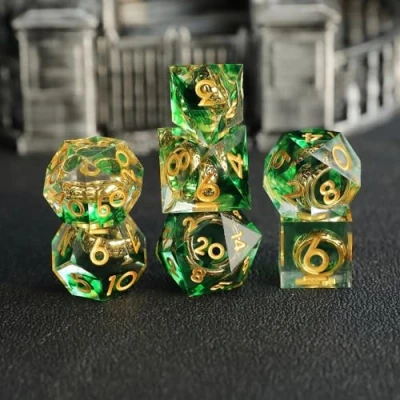 Image of Elifel Lord of The Rings DND Dice Set 7pcs D4 D6 D8 D10 D12 D20 D% Polyhedral Handmade Resin D&amp;D for Dungeons and Dragons Pathfinder Roll Playing Table Games RPG MTG with Gift Box
