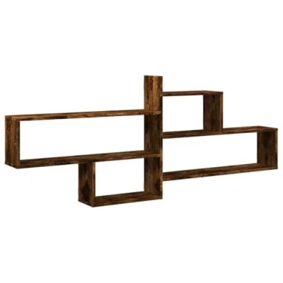 Image of vidaXL Wall Shelf Floating Storage Smoked Oak Engineered Wood 167.5x18x68 cm Modern Dining Room