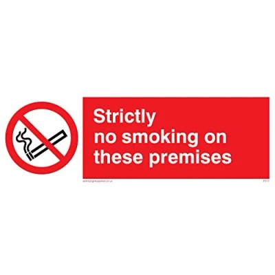 Image of Viking Signs PS17 L15 3M &quot;Strictly No Smoking On These Premises&quot; Sign, Plastic, 3 mm Rigid, 50 H x 150 W