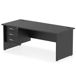 Image of Impulse 1800x800 Desk Black Top Panel End 1x3 Drawer Fixed Ped
