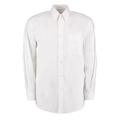 Image of Kustom Kit KK105 Mens Corporate Oxford Long Sleeve Shirt White 15.5
