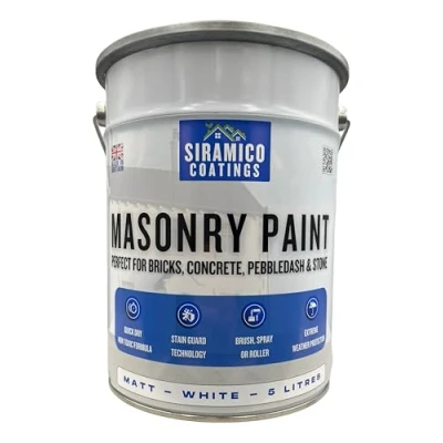 Image of SIRAMICO COATINGS Masonry PAINT/BRILLIANT WHITE / 5 Litre/Smooth 10 Year protection of surfaces.