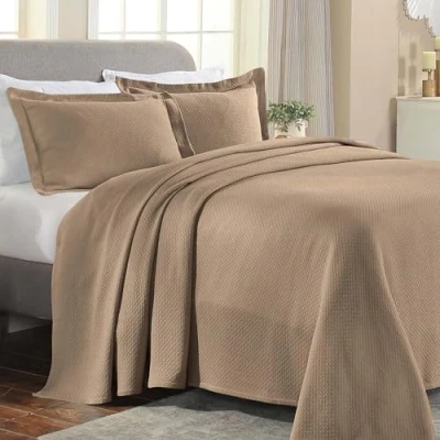 Image of SUPERIOR Cotton Bedspread, Taupe, Twin