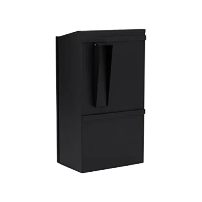 Image of Burg Wachter MB25BK Secure Steel Gate and Railings Postbox, Black, Large