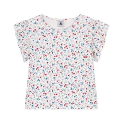 Image of Petit Bateau Girl&#039;s A0CRJ Short Sleeve T Shirt, White/Multicolor, 10 Years