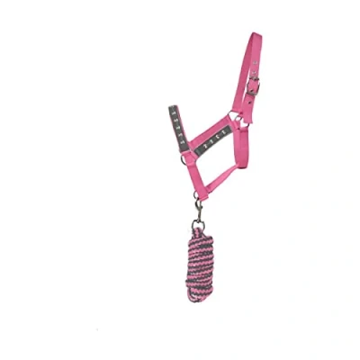 Image of Hy Merry Go Round Horse Headcollar and Leadrope (Small Pony) (Grey/Pink)