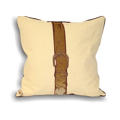 Image of Paoletti Polo Strap Polyester Cushion,Cream,45 x 45cm