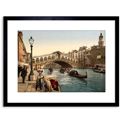 Image of Wee Blue Coo PHOTO CANAL GONDOLA RIALTO BRIDGE VENICE ITALY FRAMED PRINT F97X5389