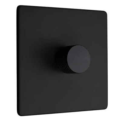 Image of Dowsing &amp; Reynolds Single LED Dimmer Light Switch 1 Gang 2 Way 5 150W Matt Black
