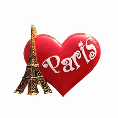 Image of Red Love Eiffel Tower Paris France Fridge Magnet Travel Souvenir Gift Collection, Home Kitchen Decoration Magnetic Sticker Refrigerator