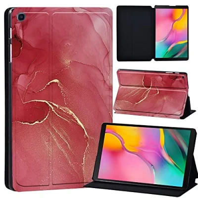 Image of Printed Leather slim lightweight Stand Cover Case for Samsung Galaxy Tab A 10.1 2019 (Model: SM T510 T515), with Function (Black) (red)