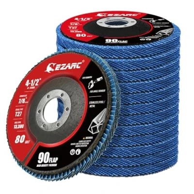Image of EZARC Flap Discs 80 Grit, 115mm High Density Jumbo Zirconia Sanding Disc Type 27 for Sanding, Angle Grinder, Rust Removal, Finishing, Grinding, Deburring (12 Pack)