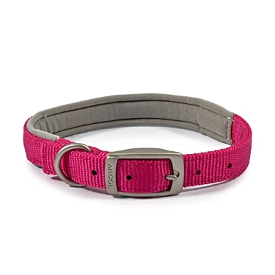 Image of Ancol Viva Padded Soft Touch Weather Proof Buckle Collar in Pink Fits Neck 45 54 cm, Size 6