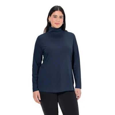 Image of Ulla Popken Women&#039;s Basic Polo Shirt T, Blue Black, 20 22