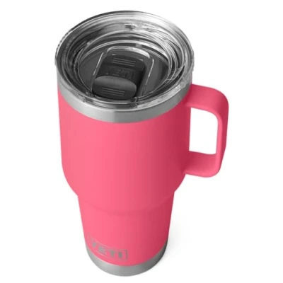 Image of YETI Rambler Travel Mug, Stainless Steel Vacuum Insulated Mug with Stronghold Lid, Tropical Pink, 30 oz (887 ml)