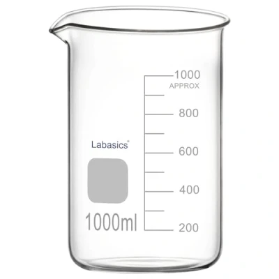 Image of Labasics Glass Beaker, 1 Pack Borosilicate Graduated Low Form Griffin Beaker with Pouring Spout Lab 1000 ml, High temperature resistance, Laboratory use