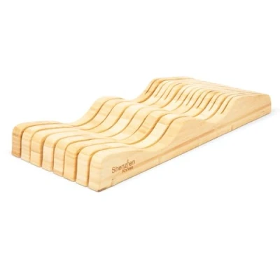 Image of Shenzhen Knives X Large in Drawer Knife Block: 11 Slot Empty Wooden Holder for Kitchen Drawers