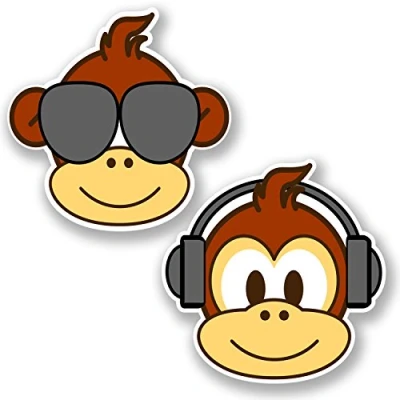 Image of 2 x Monkey Vinyl Sticker iPad Laptop Car Bike Helmet Kids Decal Skateboard #4767 (10cm 10cm)